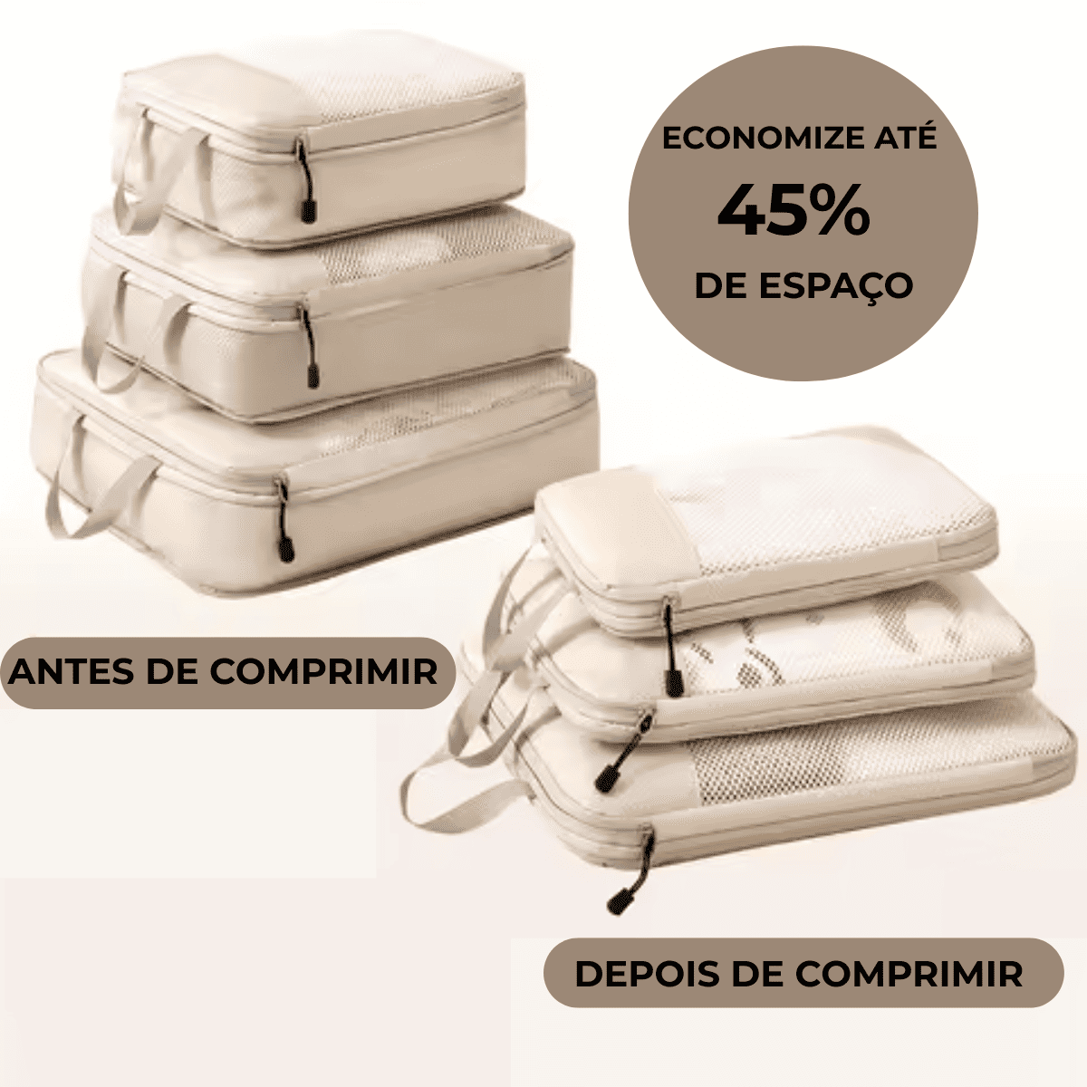 Kit de Organizadores de Mala de Viagem de Compressão com 3 Unidades