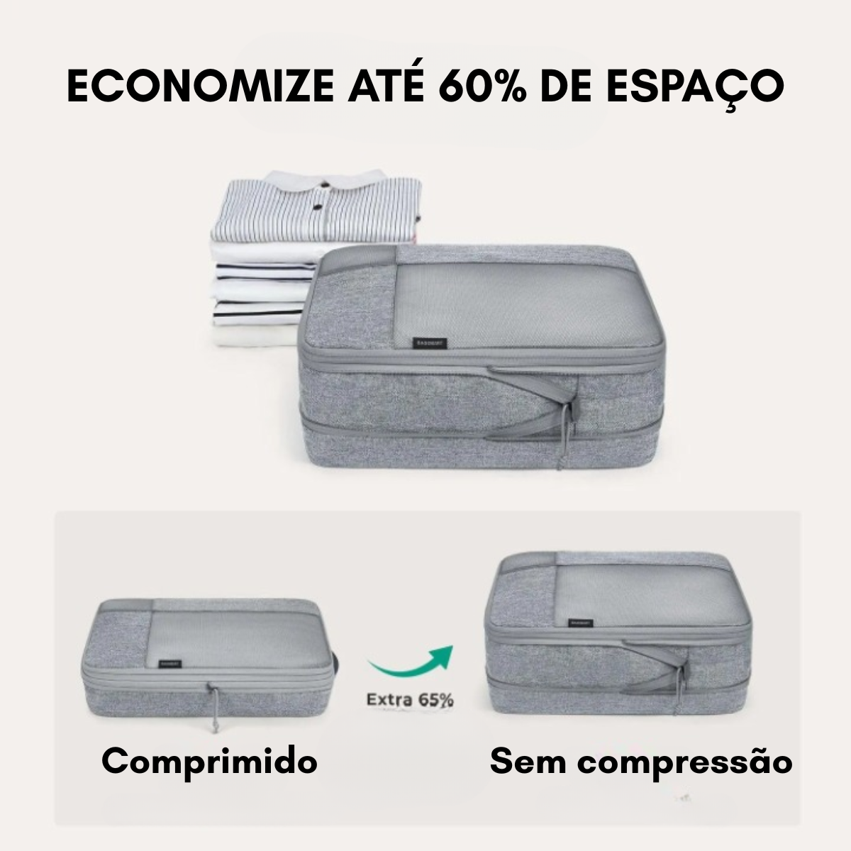 Kit 3 Organizadores de Compressão Cinza – Compre 1, Leve 2