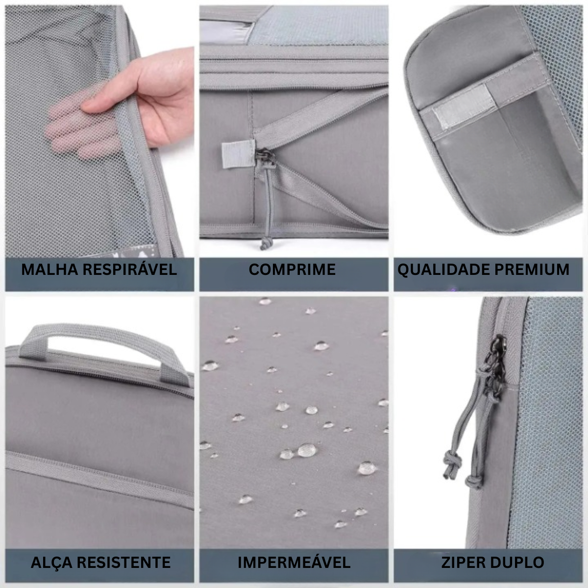 Kit 3 Organizadores de Compressão Cinza  – Compre 1, Leve 2