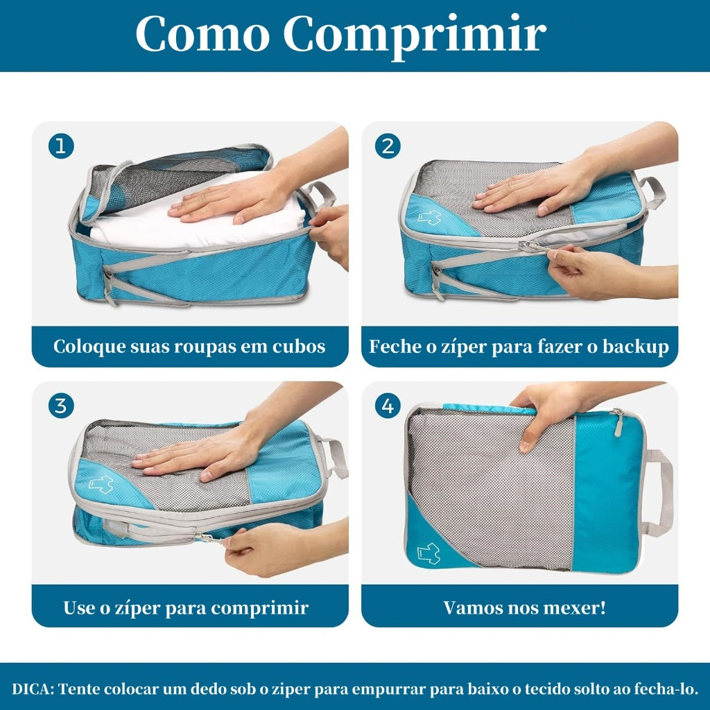 Kit 3 Organizadores de Compressão Cinza  – Compre 1, Leve 2